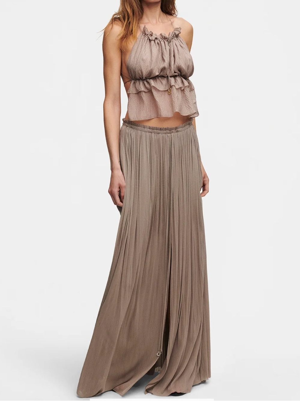 Hanne bloch taupe silk string set
